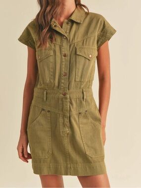 Miou Muse olive denim mini dress